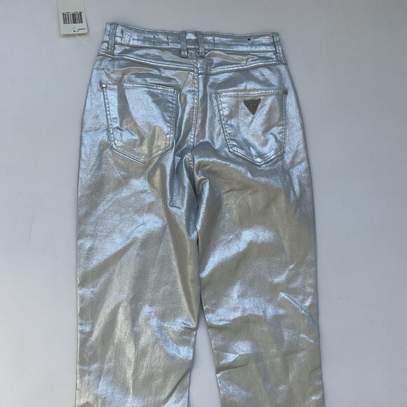 Guess Women’s 1981 High Rise Skinny Jeans Foil Silver Metallic Size 25 - Picture 11 of 11
